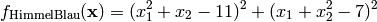 f_{\text{HimmelBlau}}(\mathbf{x}) = (x_1^2 + x_2 - 11)^2 + (x_1 + x_2^2 -7)^2