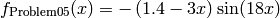 f_{\text{Problem05}}(x) = - \left(1.4 - 3x \right) \sin(18x)