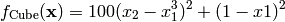 f_{\text{Cube}}(\mathbf{x}) = 100(x_2 - x_1^3)^2 + (1 - x1)^2