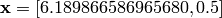 \mathbf{x} = [6.189866586965680, 0.5]