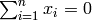 \sum_{i=1}^n x_i = 0