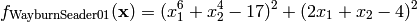 f_{\text{WayburnSeader01}}(\mathbf{x}) = (x_1^6 + x_2^4 - 17)^2 + (2x_1 + x_2 - 4)^2
