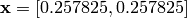 \mathbf{x} = [0.257825, 0.257825]