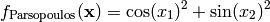 f_{\text{Parsopoulos}}(\mathbf{x}) = \cos(x_1)^2 + \sin(x_2)^2